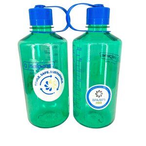 Nalgene 32oz Green Sustain Water Bottles BPA BPS-Free Set of Two NWT
